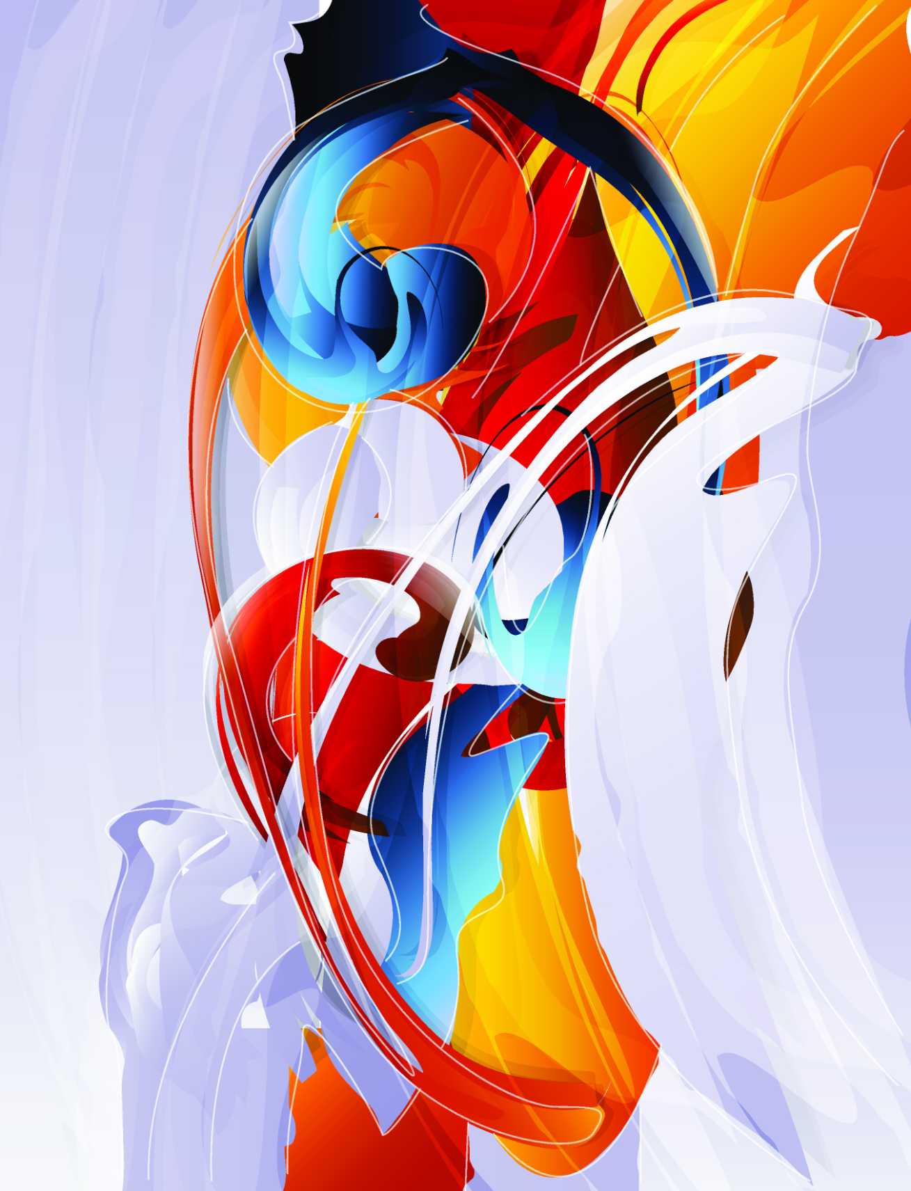 Blue Orange Abstract Print - ArtSmiley
