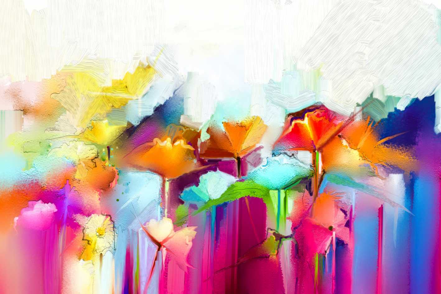 Colourful Flowers Abstract Print