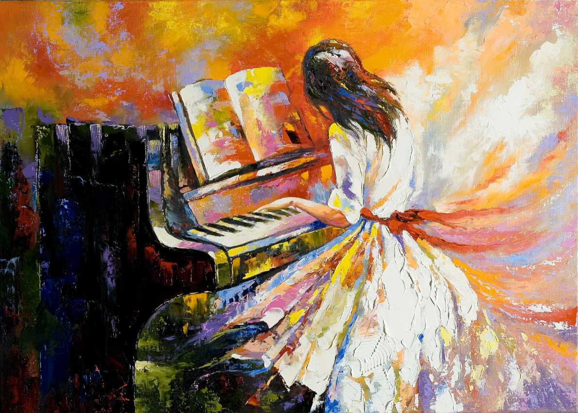 Girl Playing Piano Fine Art Print - ArtSmiley
